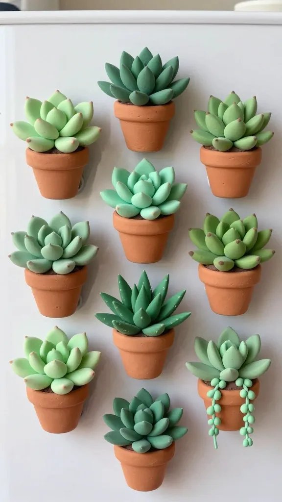 Miniature Succulent Garden Magnets