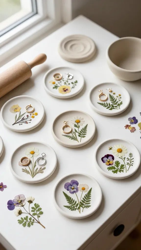 5 DIY Clay Gift Ideas That Feel Personal & Unique 2 Personalized Clay Ring Dishes With Pressed Florals