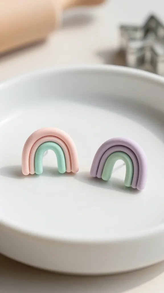 DIY Clay Jewelry Ideas for a Chic Handmade Look 4 Minimalist Arch Stud Earrings in Matte Pastels