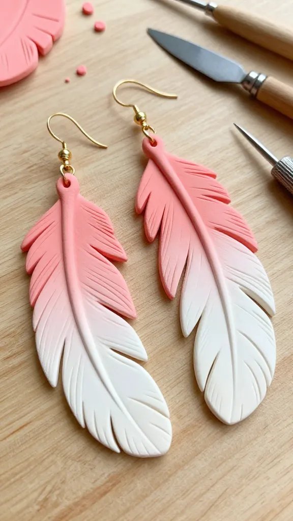 DIY Clay Jewelry Ideas for a Chic Handmade Look 5 Boho Feather Earrings With Ombré Color Fade