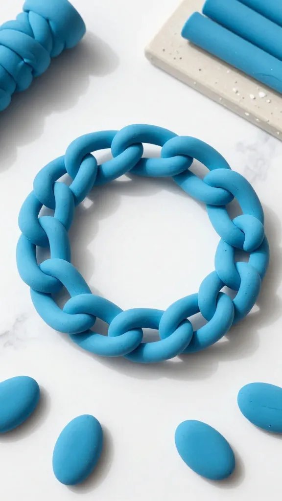 DIY Clay Jewelry Ideas for a Chic Handmade Look 6 Chunky Chain Link Bracelet in Solid Colors