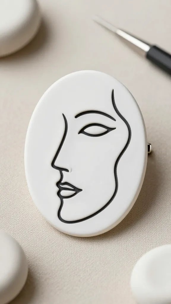 DIY Clay Jewelry Ideas for a Chic Handmade Look 7 Abstract Face Silhouette Brooch Pin