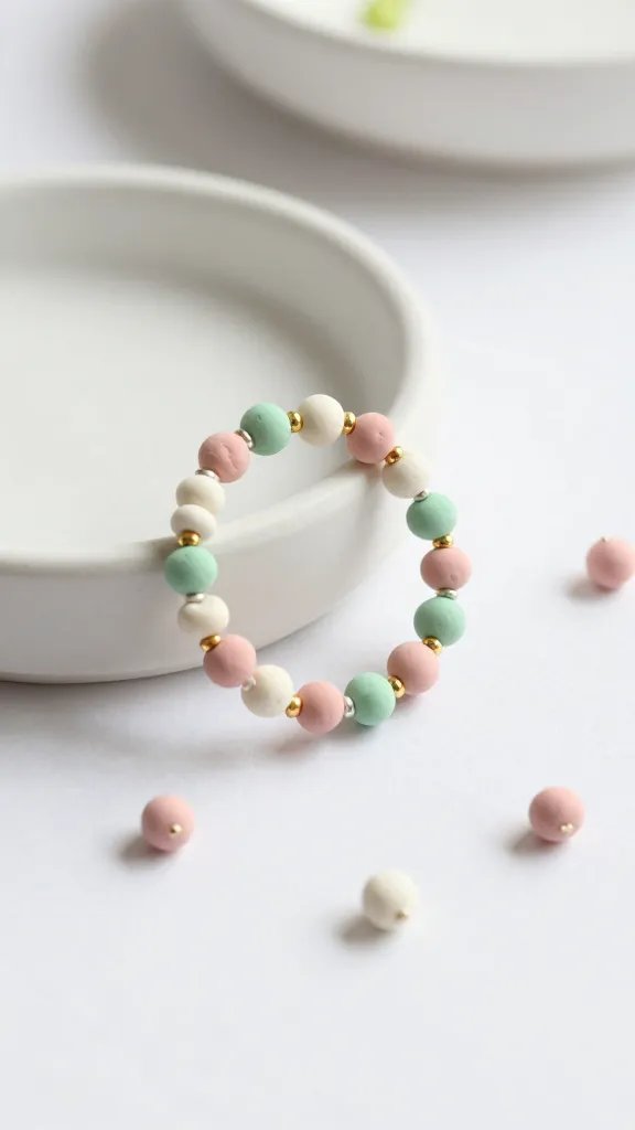 DIY Clay Jewelry Ideas for a Chic Handmade Look 8 Dainty Clay Bead Stretch Ring With Metallic Accents