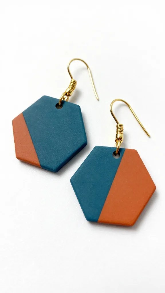 DIY Clay Jewelry Ideas for a Chic Handmade Look 9 Geometric Hexagon Dangle Earrings With Two-Tone Color Blocking