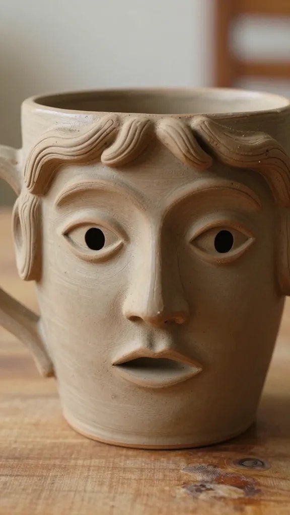 DIY Clay Mug Ideas: 8 Creative Designs to Try 8 Sculptural Face Mug With Artistic Expression
