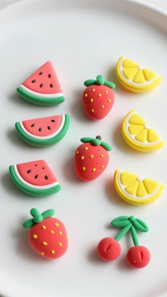 Miniature Clay Bead Fruit Charms for Summer Jewelry