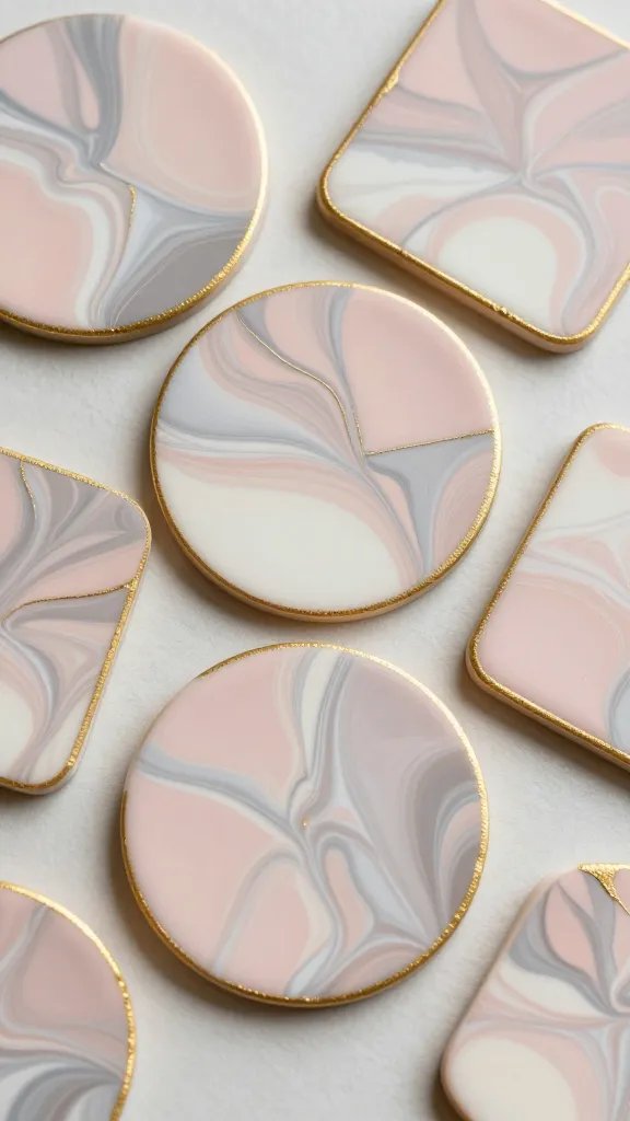DIY Clay Coasters That Add Charm to Any Space 2 Marbled Masterpiece Clay Coasters With Gold Edges
