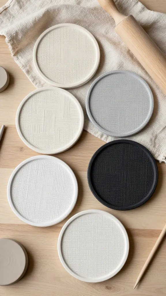 DIY Clay Coasters That Add Charm to Any Space 6 Textured Linen-Impression Clay Coasters