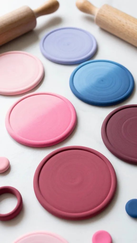 DIY Clay Coasters That Add Charm to Any Space 7 Rainbow Ombre Stacked Clay Coasters