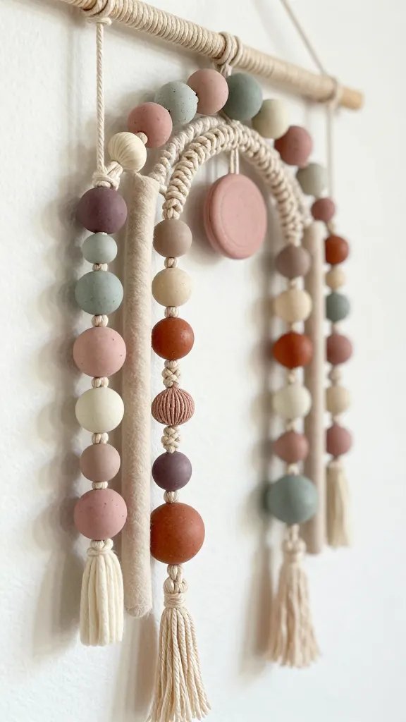 18 DIY Clay Crafts Ideas: Easy Rings, Dishes, Keychains, and More 13 Boho Rainbow Wall Hanging With Clay Beads