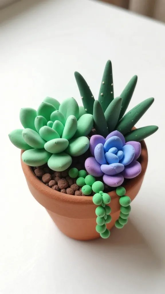 18 DIY Clay Crafts Ideas: Easy Rings, Dishes, Keychains, and More 16 Miniature Clay Succulent Garden That Never Needs Watering