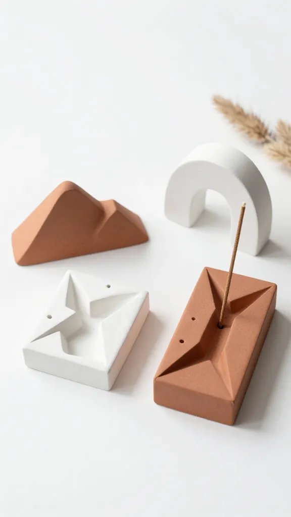 18 DIY Clay Crafts Ideas: Easy Rings, Dishes, Keychains, and More 17 Geometric Clay Incense Holders With Modern Vibes