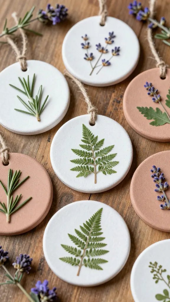 Pressed Botanical Clay Discs With Natural Imprints
