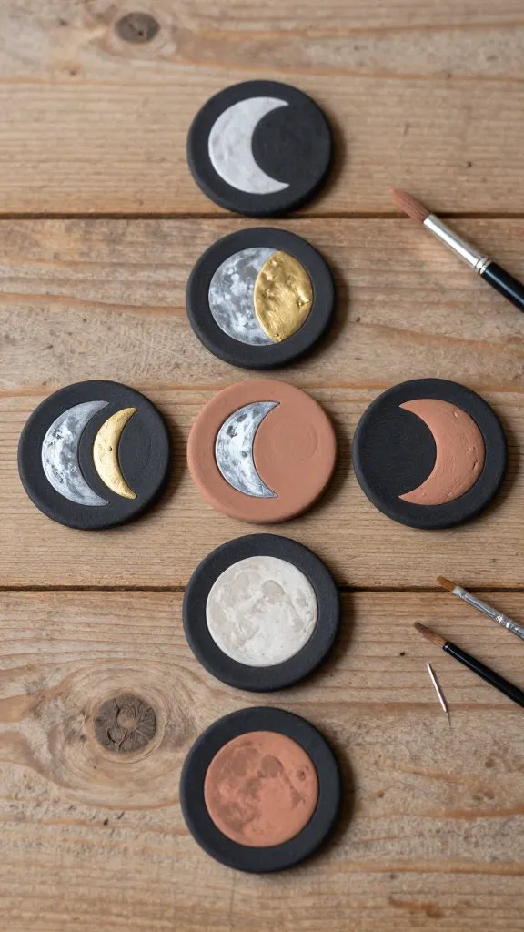 Moon Phase Clay Ornament Set