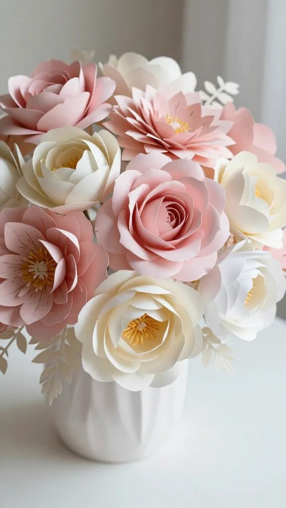 Cricut Paper Craft Ideas for Fun DIY Creations 3 Elegant Paper Flower Bouquet With Realistic Petals