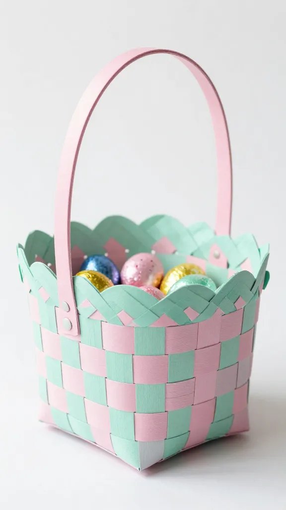 Woven Paper Basket With Scalloped Edges