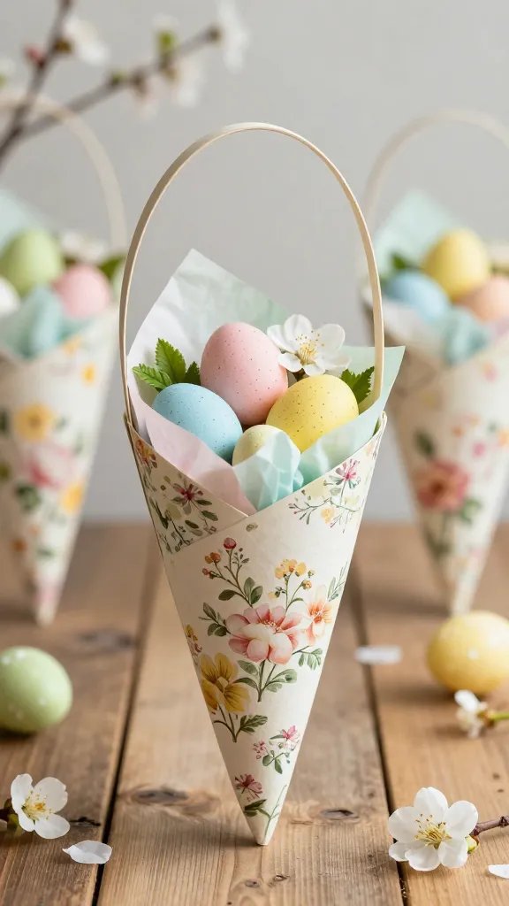Rolled Paper Cone Basket