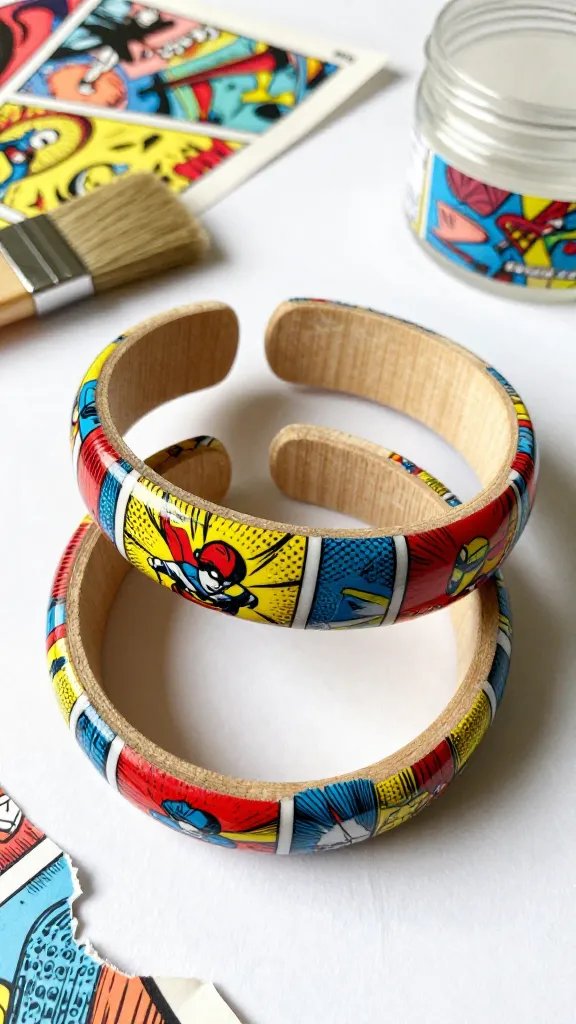 Decoupage Comic Book Bangle Bracelet