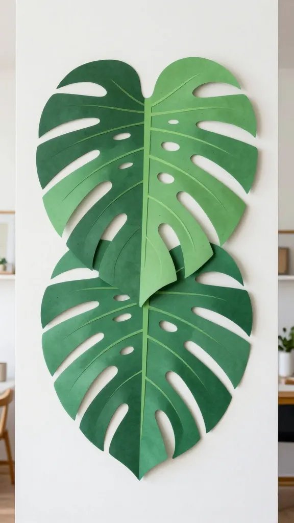DIY Paper Palm Leaves: 7 Easy Tropical Ideas 2 Oversized Monstera Leaf Wall Art Statement Piece