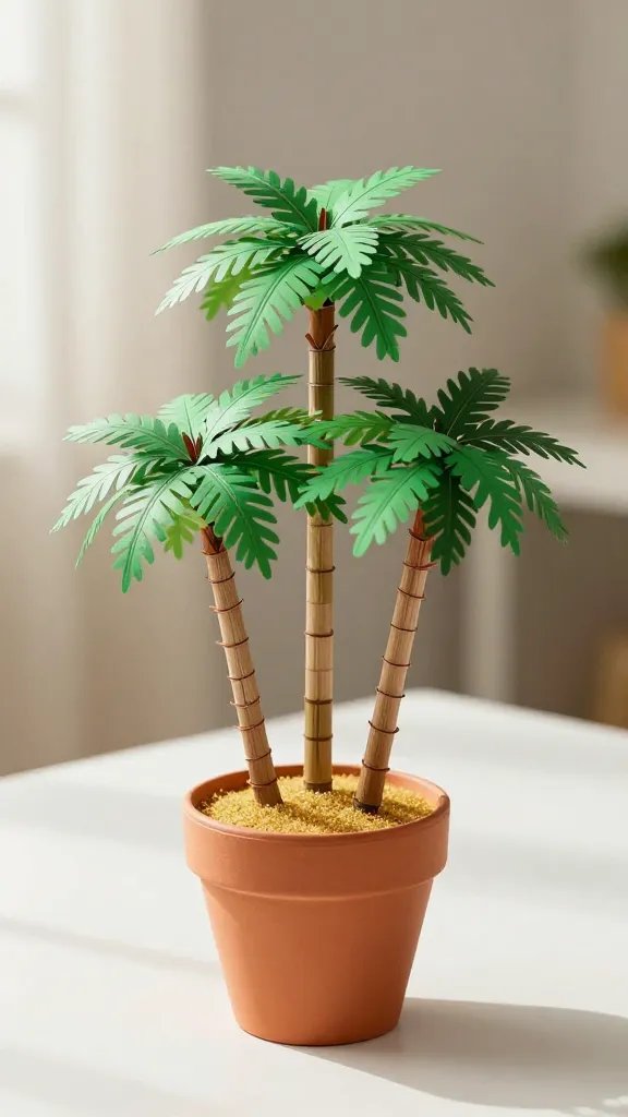DIY Paper Palm Leaves: 7 Easy Tropical Ideas 4 Potted Mini Palm Forest Centerpiece