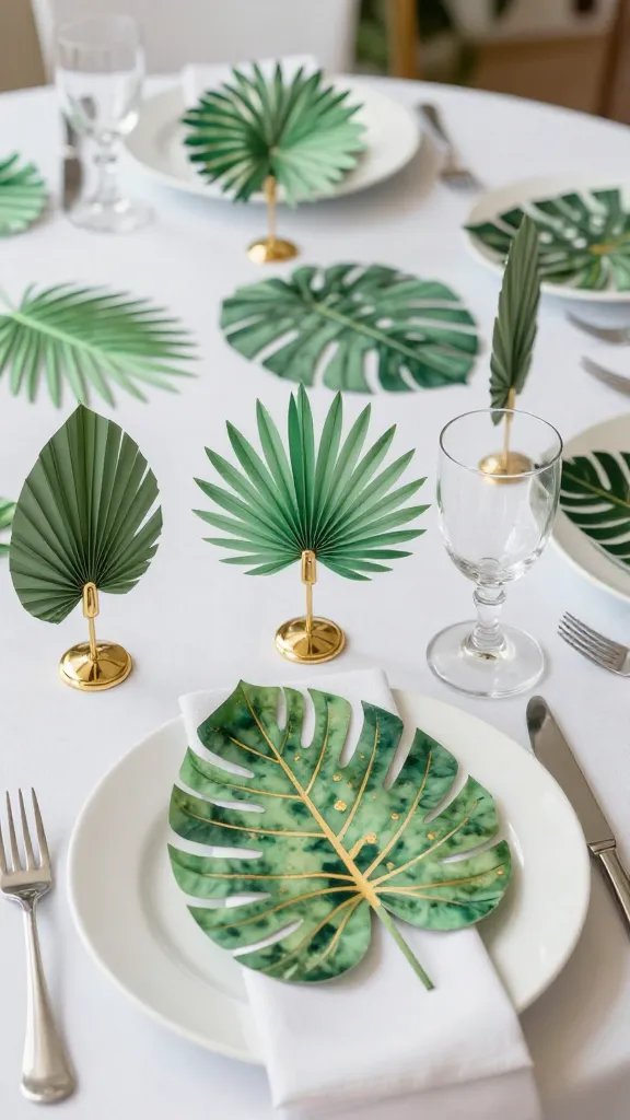 DIY Paper Palm Leaves: 7 Easy Tropical Ideas 5 Tropical Leaf Place Cards for Dinner Parties