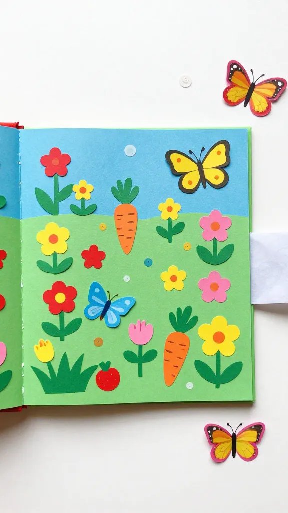 DIY Paper Quiet Book: 6 Fun Learning Ideas 4 Velcro Sorting Garden With Removable Pieces