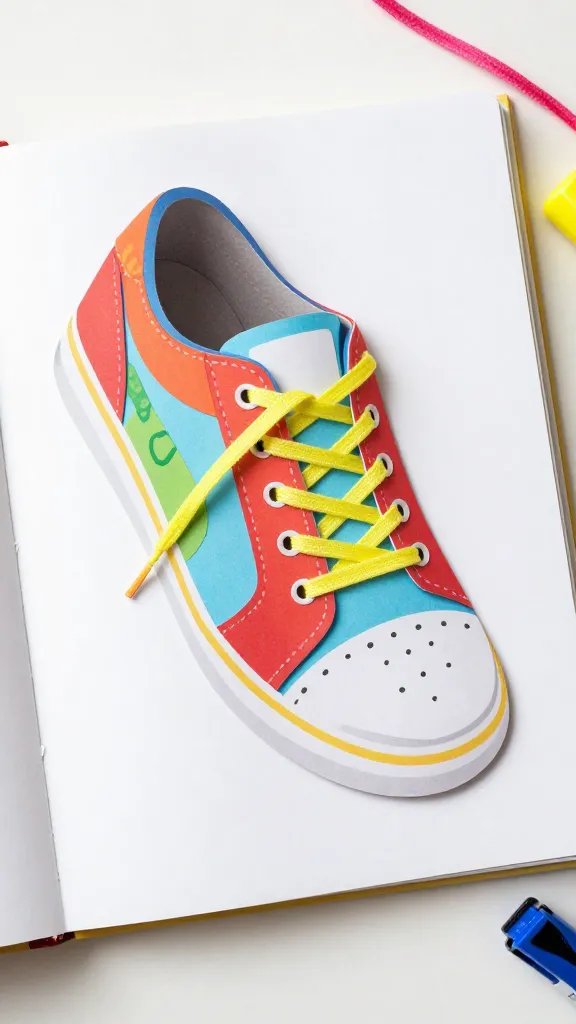 DIY Paper Quiet Book: 6 Fun Learning Ideas 6 Lacing Practice Shoe Page