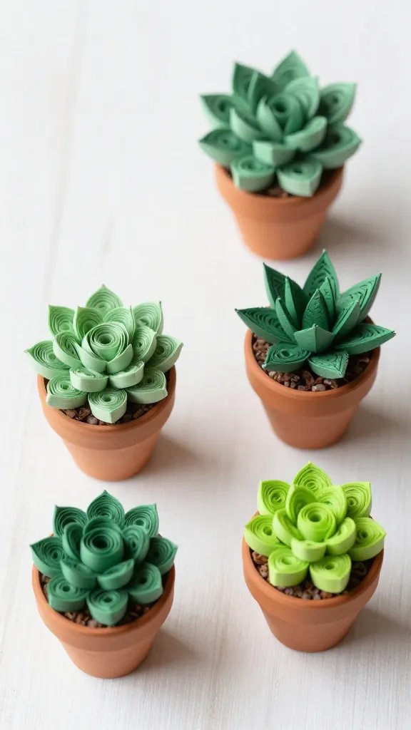 DIY Paper Quilling Ideas: 9 Creative Designs 10 Charming Miniature Succulents in Tiny Pots