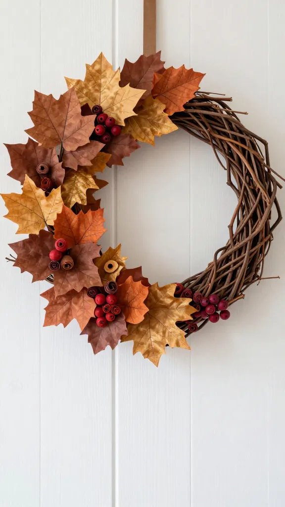 8 DIY Paper Vines Ideas for a Fresh Aesthetic 6 Rustic Grapevine Wreath With Paper Leaves and Berries