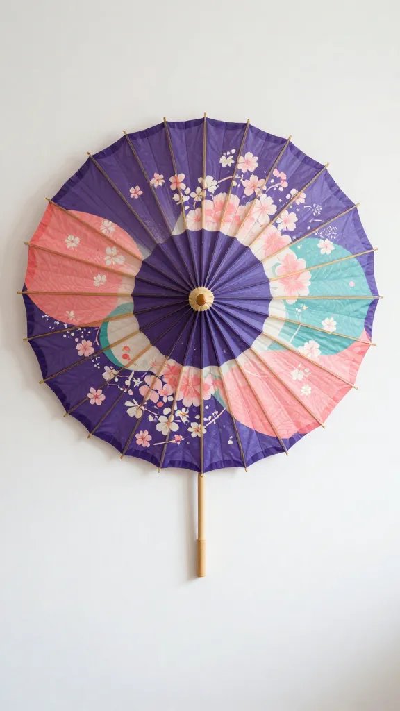 Japanese-Inspired Washi Paper Parasol Wall Art