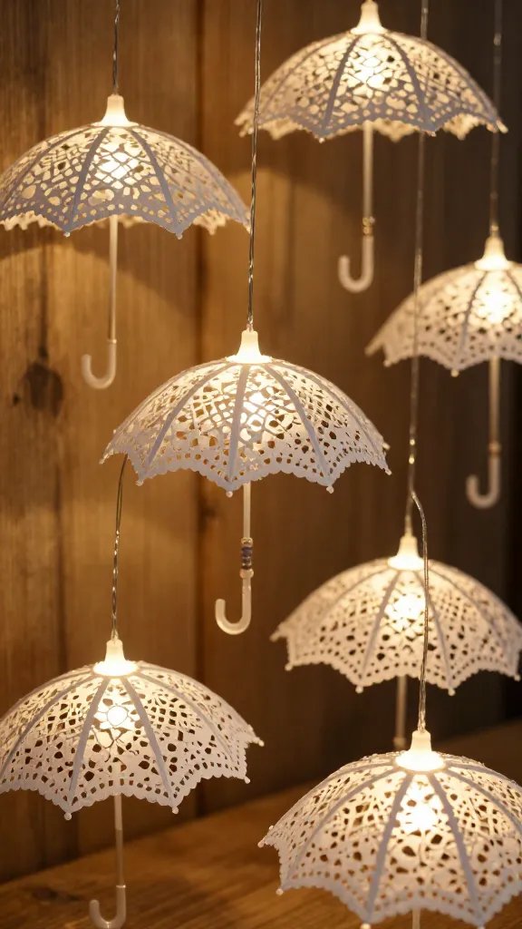 Doily Lace Paper Umbrella String Lights
