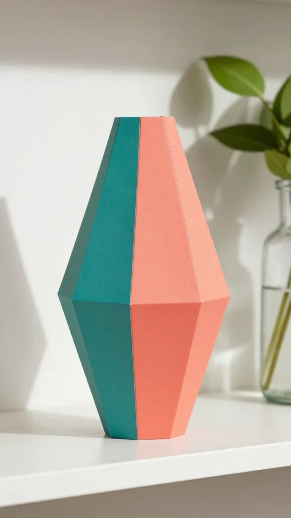 Geometric Origami Paper Vase With Bold Color Blocking