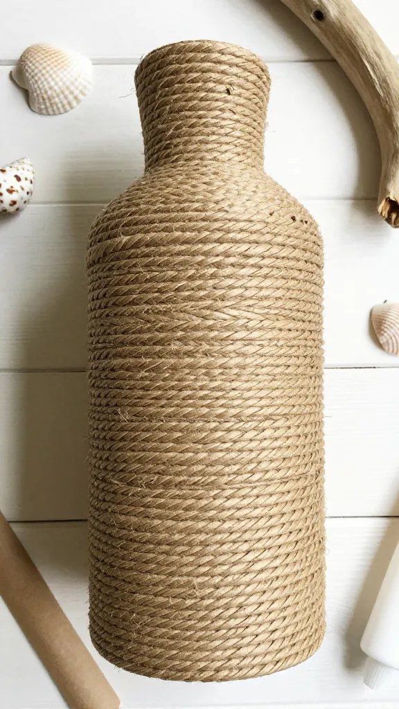Twisted Paper Rope Vase With Coastal Vibes