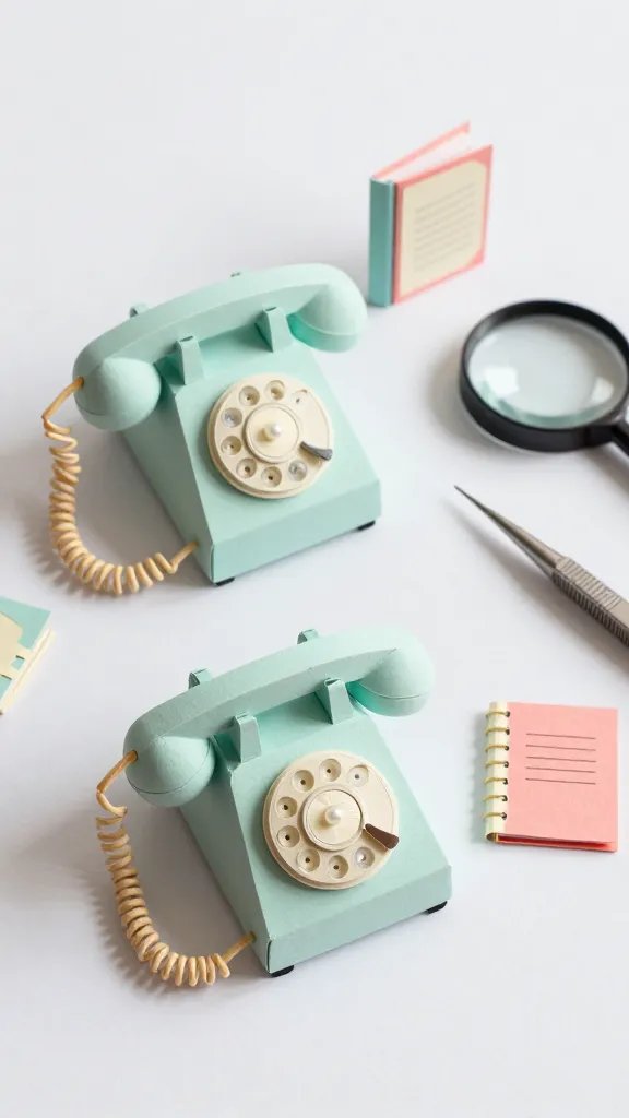 Miniature Paper Doll House Telephone Set