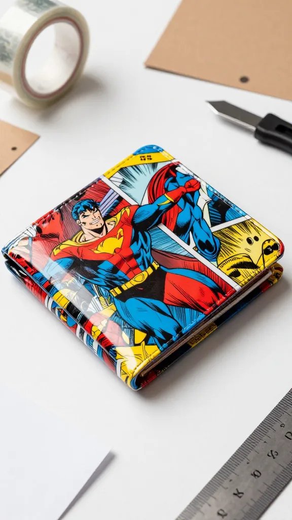 Comic Book Paper Wallet With Clear Tape Lamination