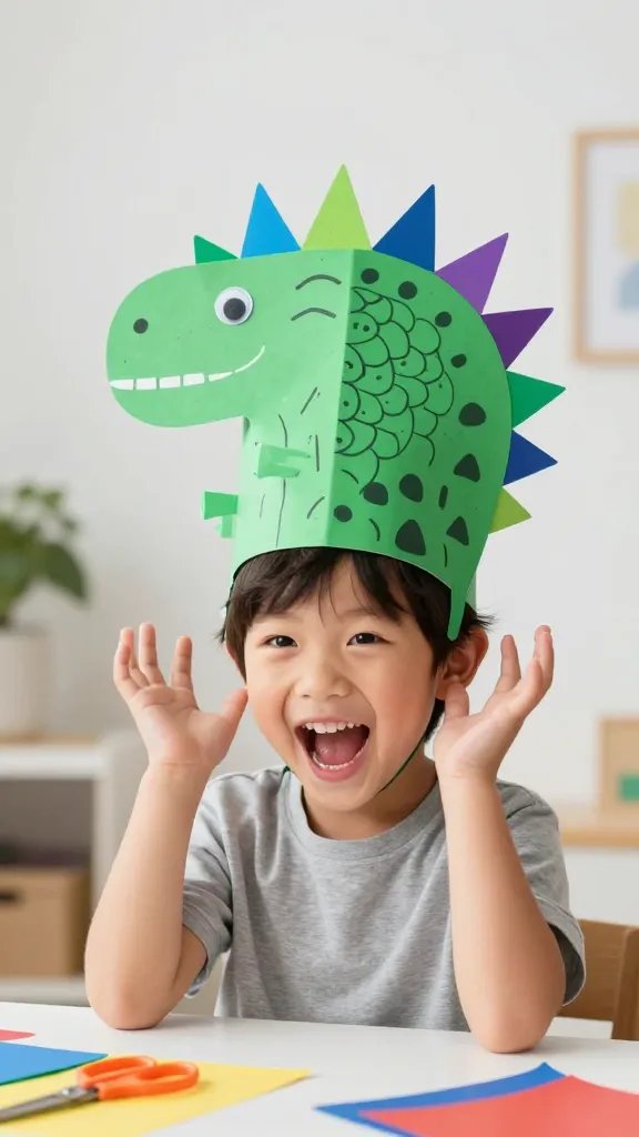 DIY Paper Hat Ideas for Creative Fun 7 Dinosaur Spike Hat for Little Prehistoric Fans