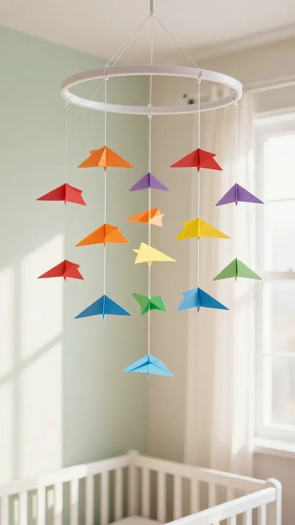 5 Easy DIY Paper Airplane Ideas for All Ages 4 Rainbow Ombré Paper Airplane Mobile for Kids' Rooms