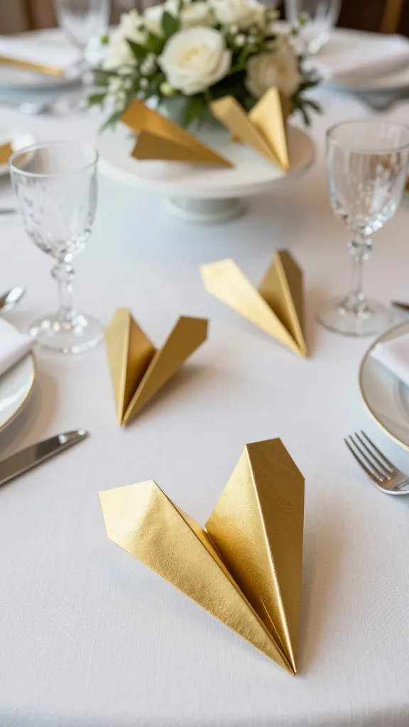 5 Easy DIY Paper Airplane Ideas for All Ages 5 Metallic Gold Paper Airplanes as Party Escort Cards