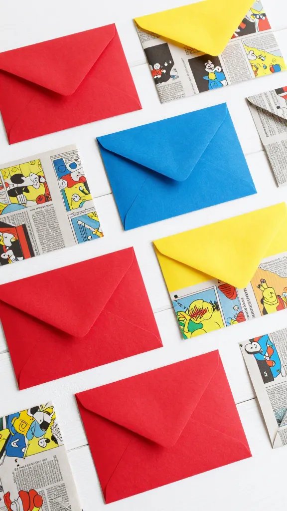 9 DIY Paper Envelopes for Gifts & Letters 6 Newspaper Comic Strip Envelopes