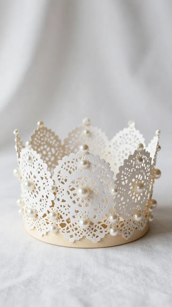 DIY Paper Crown Ideas for a Fun Creative Day 7 Vintage Lace Doily Crown With Pearl Embellishments