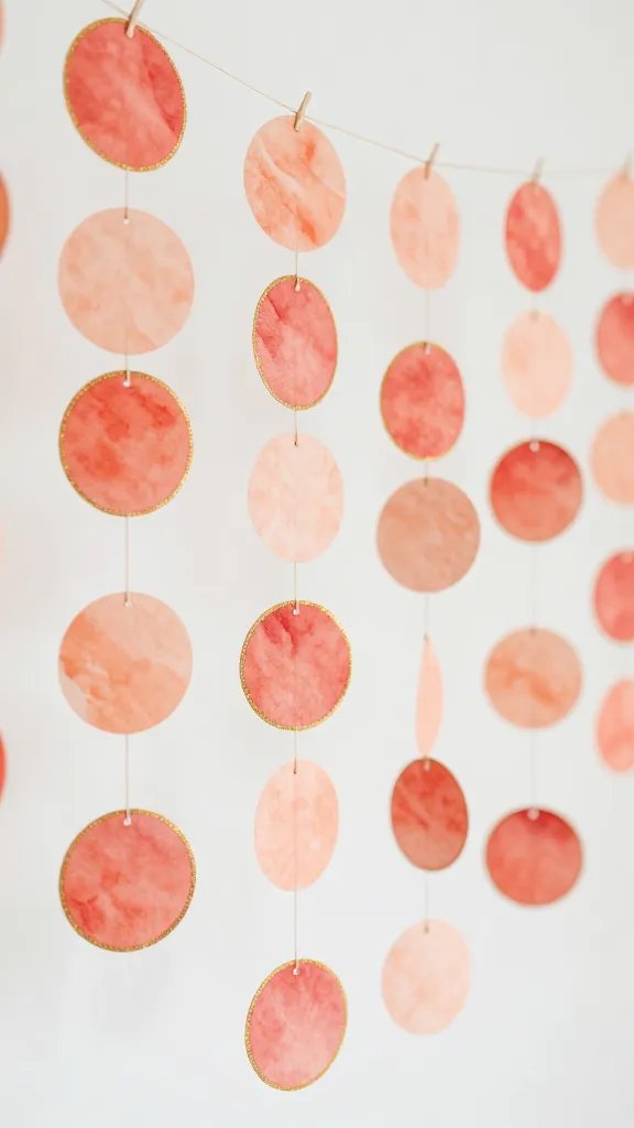 DIY Paper Garland: 5 Ideas for a Pretty Home Touch 3 Ombre Watercolor Circle Garland With Gold Accents