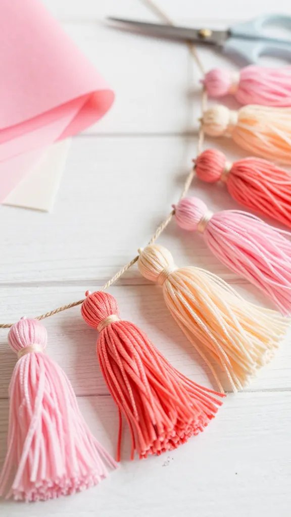 DIY Paper Garland: 5 Ideas for a Pretty Home Touch 6 Tissue Paper Tassel Garland With Fringe Detail