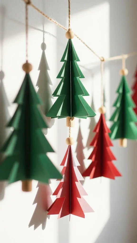 7 DIY Paper Xmas Tree Ideas for a Cozy Holiday 4 Accordion-Fold Paper Tree Garland