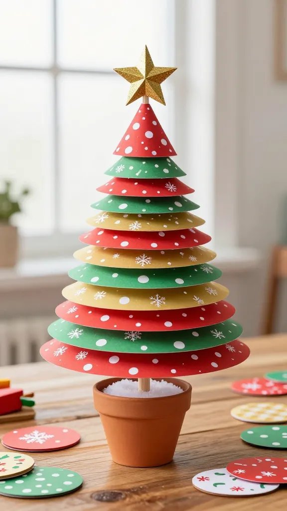 7 DIY Paper Xmas Tree Ideas for a Cozy Holiday 6 Layered Circle Paper Tree