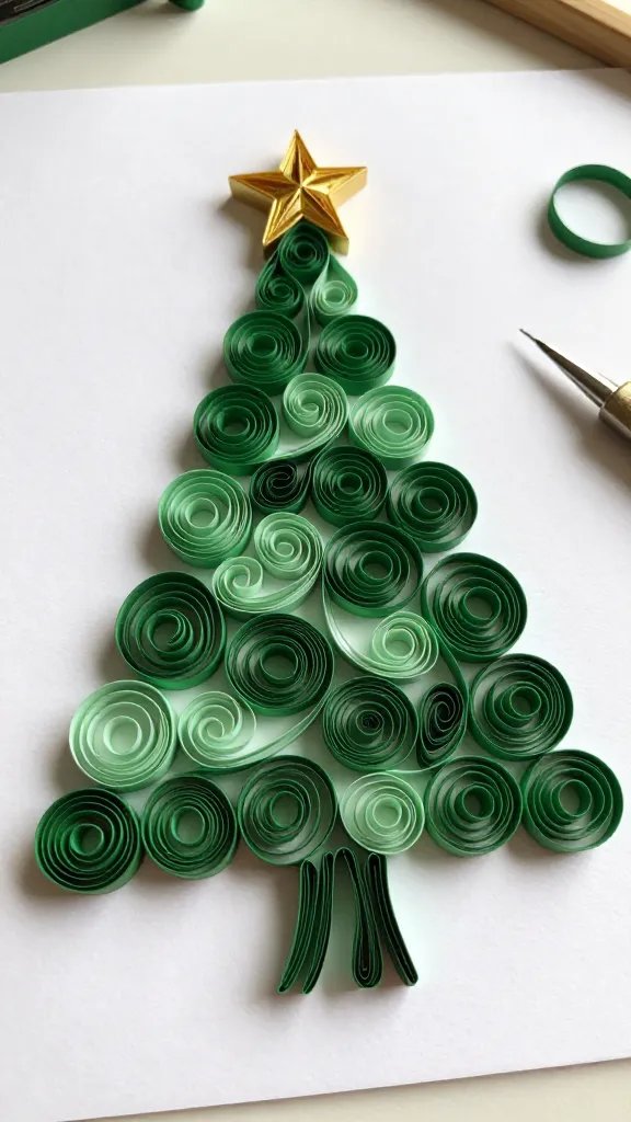 7 DIY Paper Xmas Tree Ideas for a Cozy Holiday 8 Quilled Paper Swirl Tree