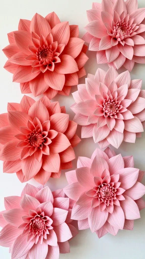 DIY Paper Flower Bouquet: 5 Ideas That Look Real 3 Giant Crepe Paper Dahlias for Statement Wall Decor