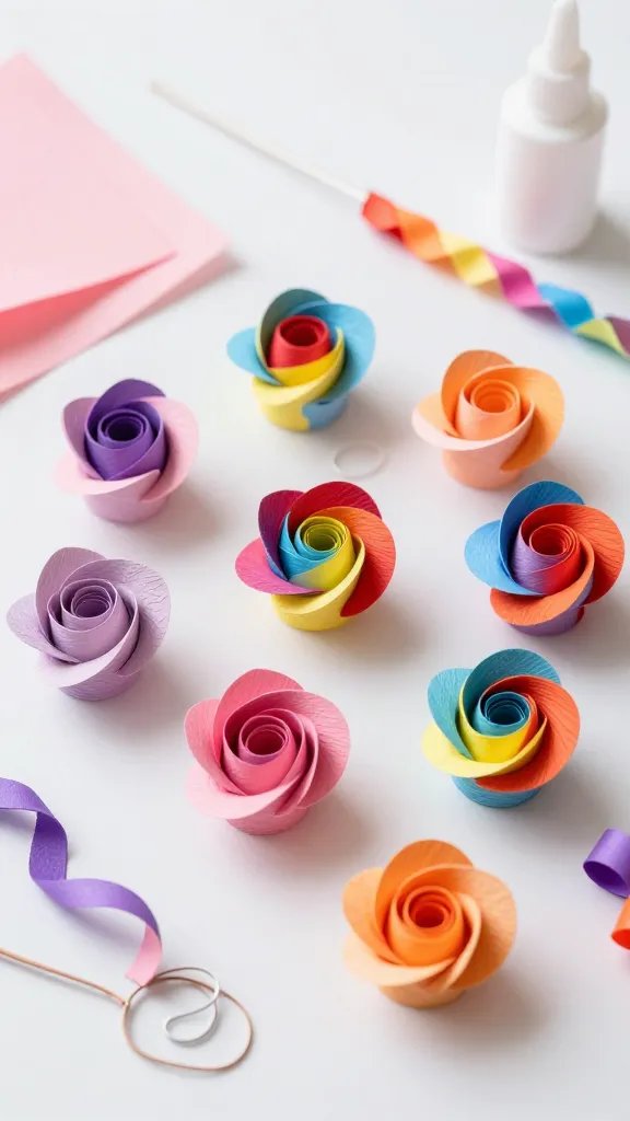 9 Simple DIY Paper Rose Ideas That Look Real 9 Twisted Tissue Paper Roses in Rainbow Colors