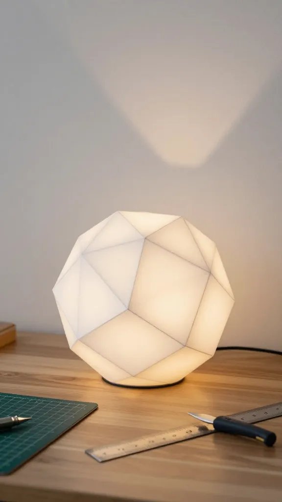7 DIY Paper Lamp Ideas You’ll Love 4 Geometric Icosahedron Desk Lamp