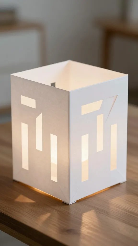 7 DIY Paper Lamp Ideas You’ll Love 9 Minimalist Cube Lantern With Cut-Out Patterns