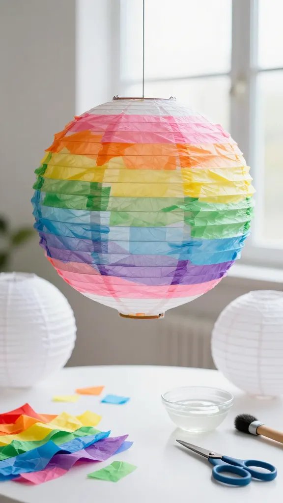 Rainbow Tissue Paper Globe Lanterns